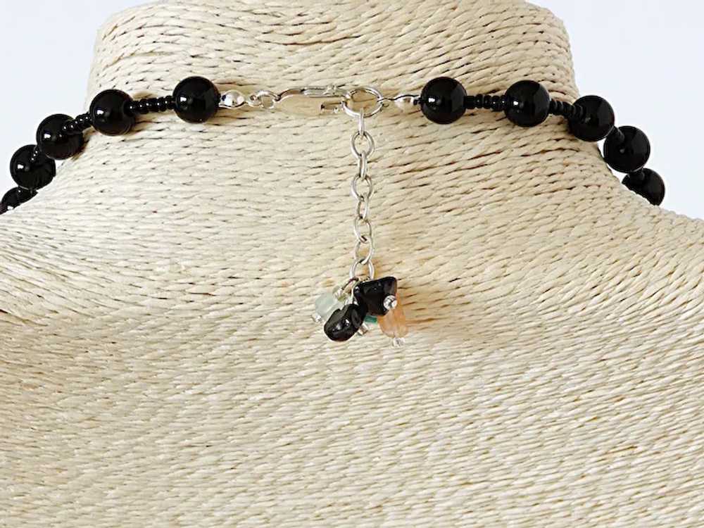 Black Seed Beads Multi-Strand Necklace with Jade … - image 4