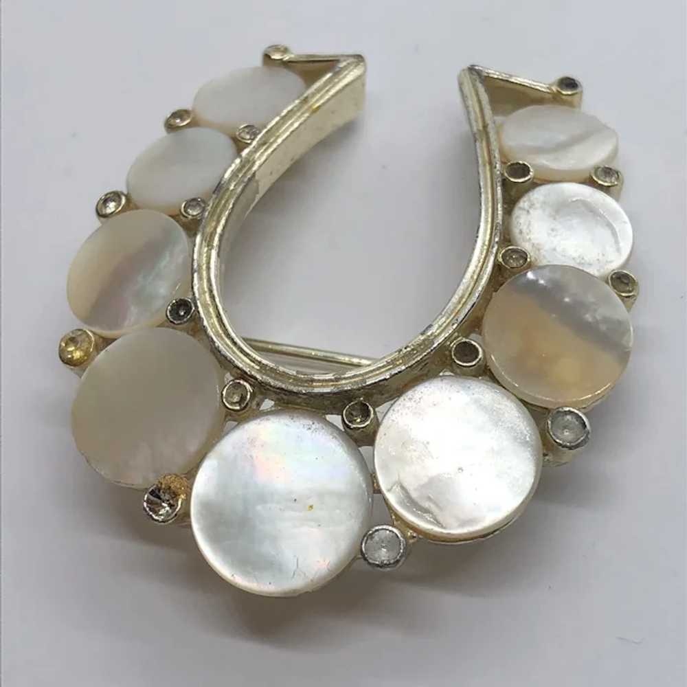 Lisner Vintage Gold Tone & Mother of Pearl Lucky … - image 2