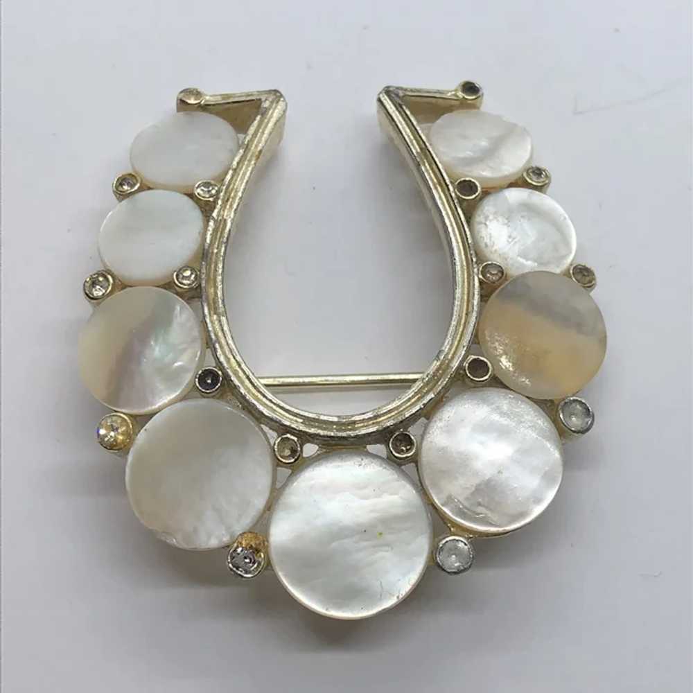 Lisner Vintage Gold Tone & Mother of Pearl Lucky … - image 3
