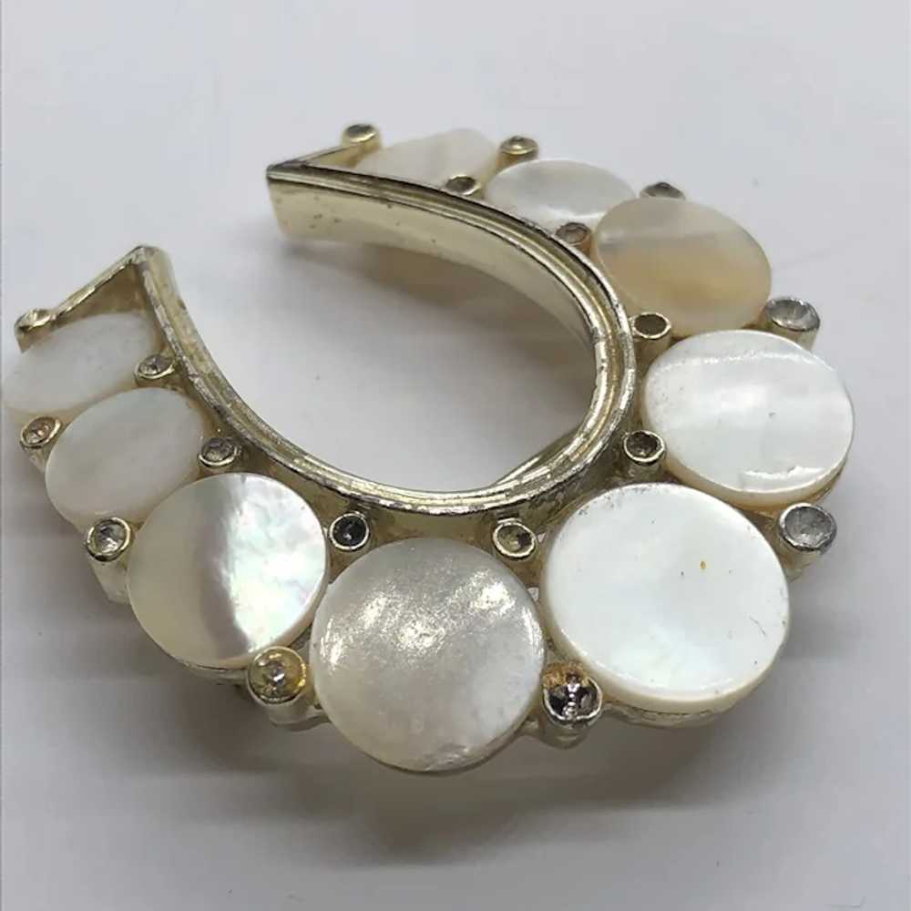 Lisner Vintage Gold Tone & Mother of Pearl Lucky … - image 4