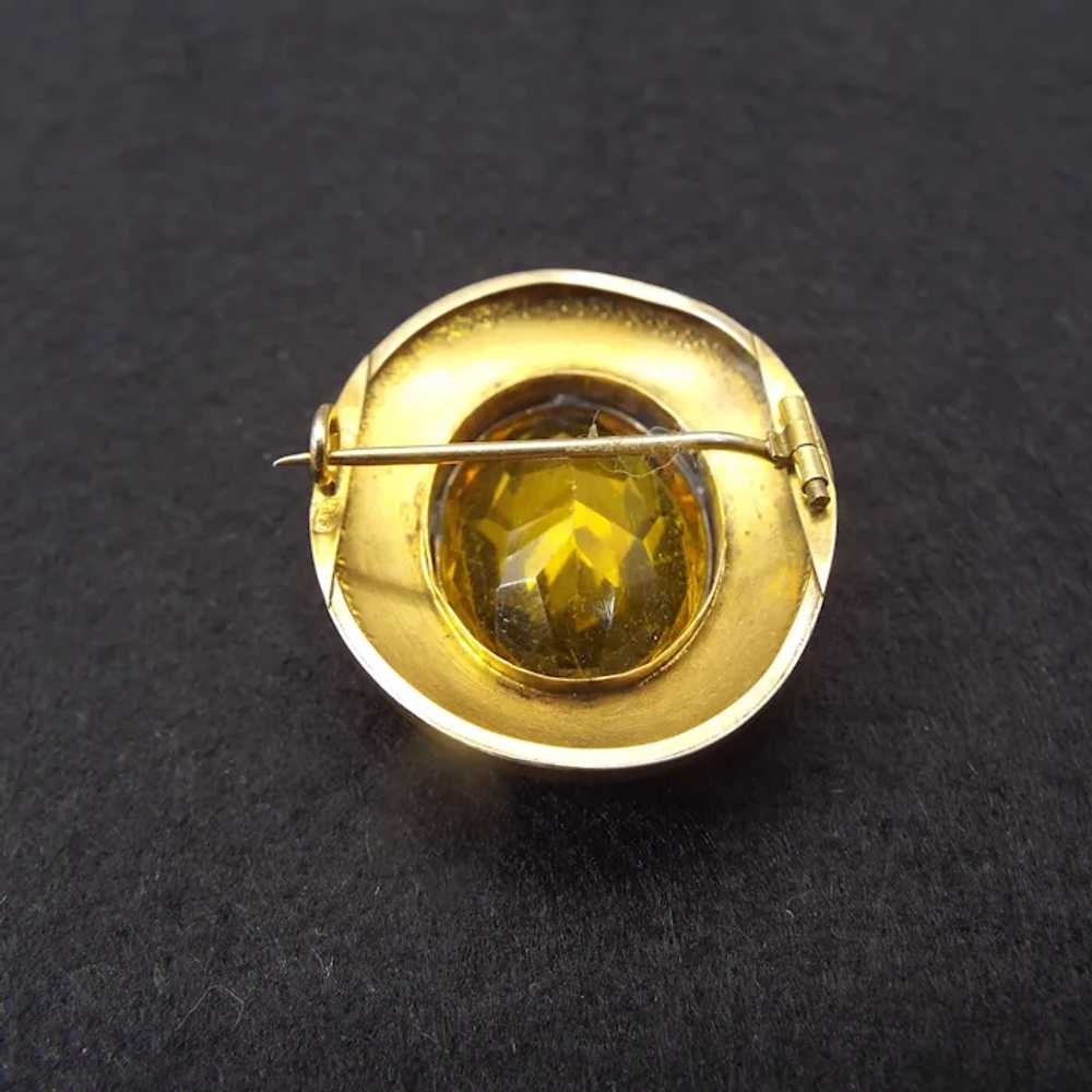 Antique Victorian Citrine Glass Brooch, Eight Car… - image 4