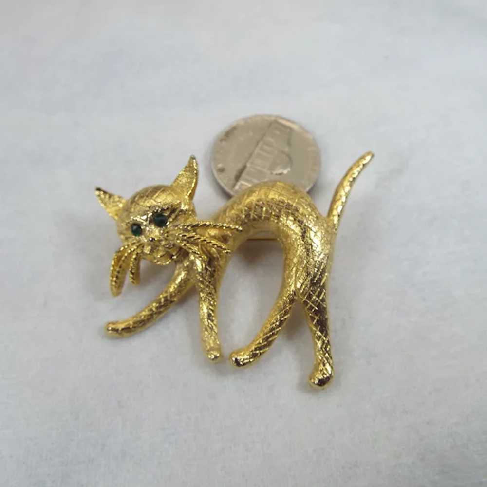 Green Eyed, Scaredy Cat Brooch, Vintage 1950s - image 4