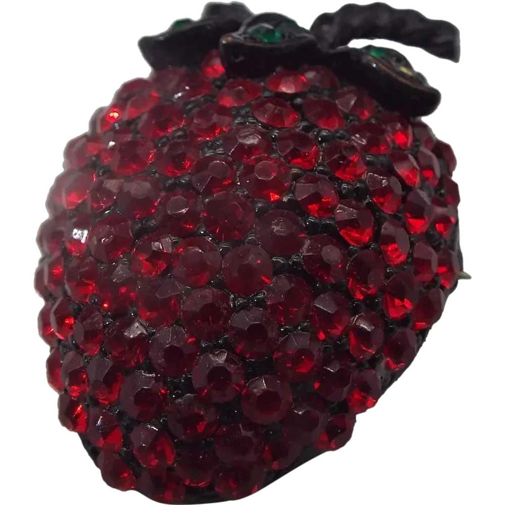 Weiss Rhinestone Strawberry Pin, Japanned Back, D… - image 1
