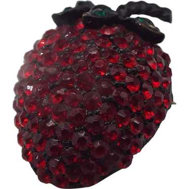 Weiss Rhinestone Strawberry Pin, Japanned Back, D… - image 1