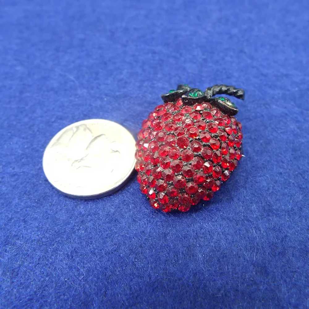Weiss Rhinestone Strawberry Pin, Japanned Back, D… - image 2