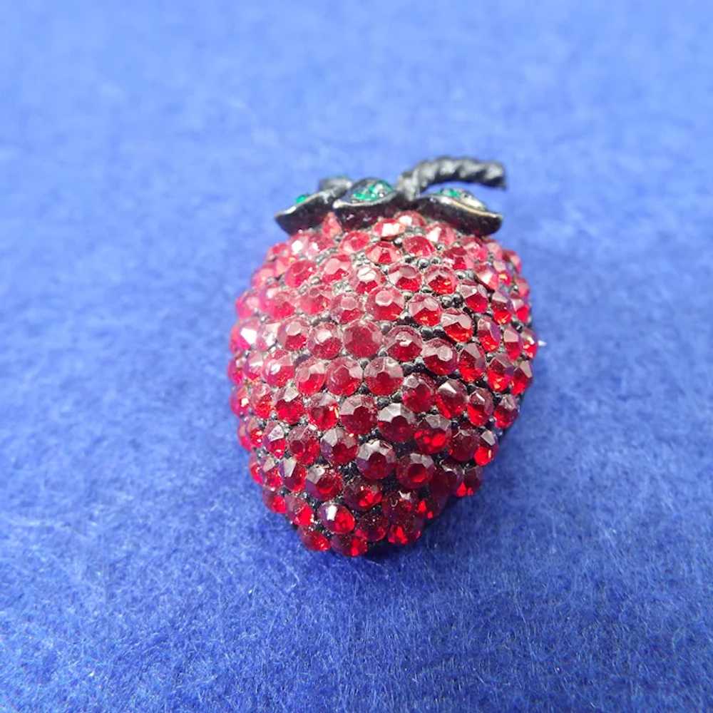 Weiss Rhinestone Strawberry Pin, Japanned Back, D… - image 3