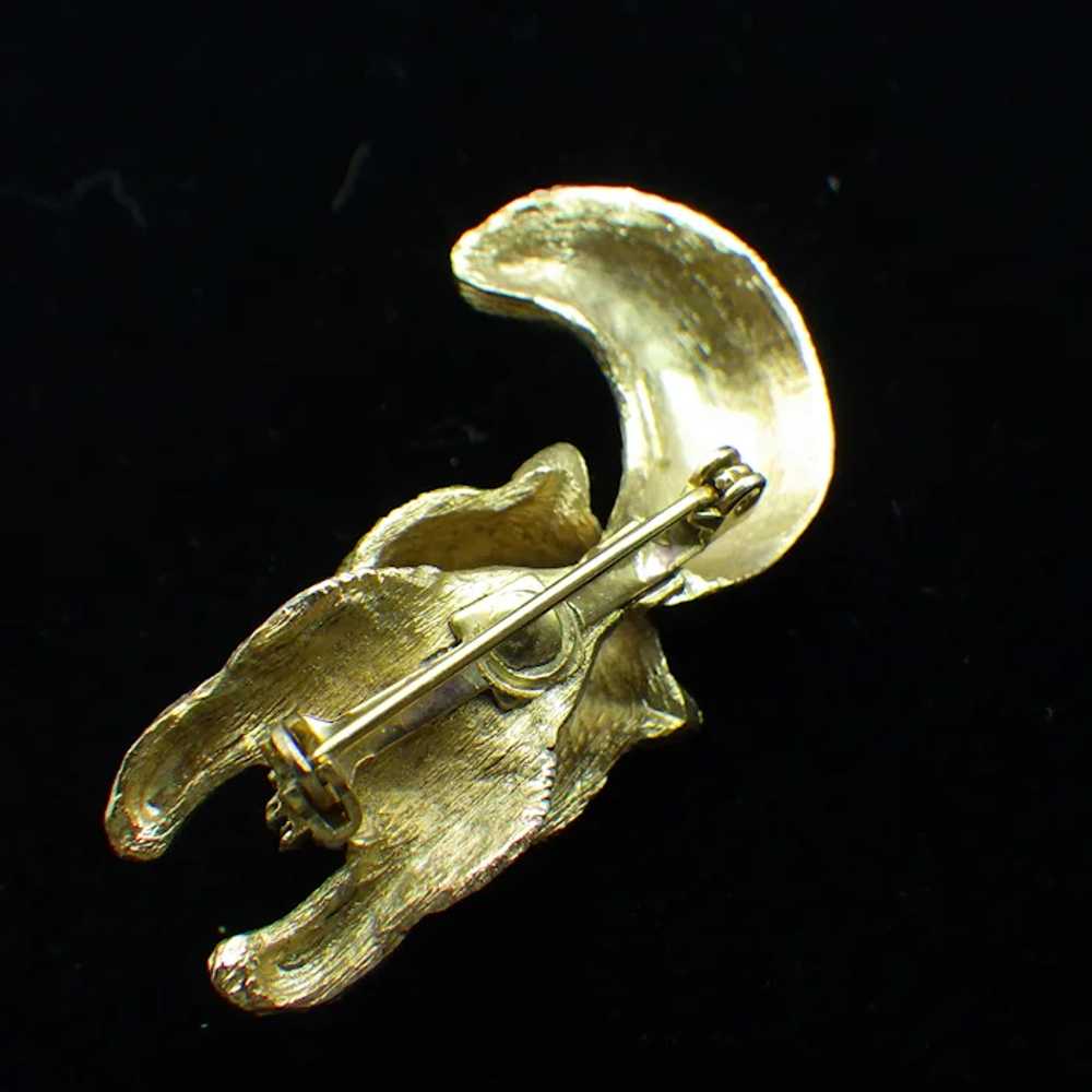 Vintage Signed J.J. Squirrel Brooch, Rhinestone A… - image 3