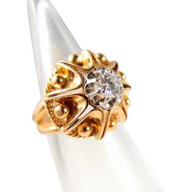 SOLD Retro platinum and gold heavy dome ring Brill