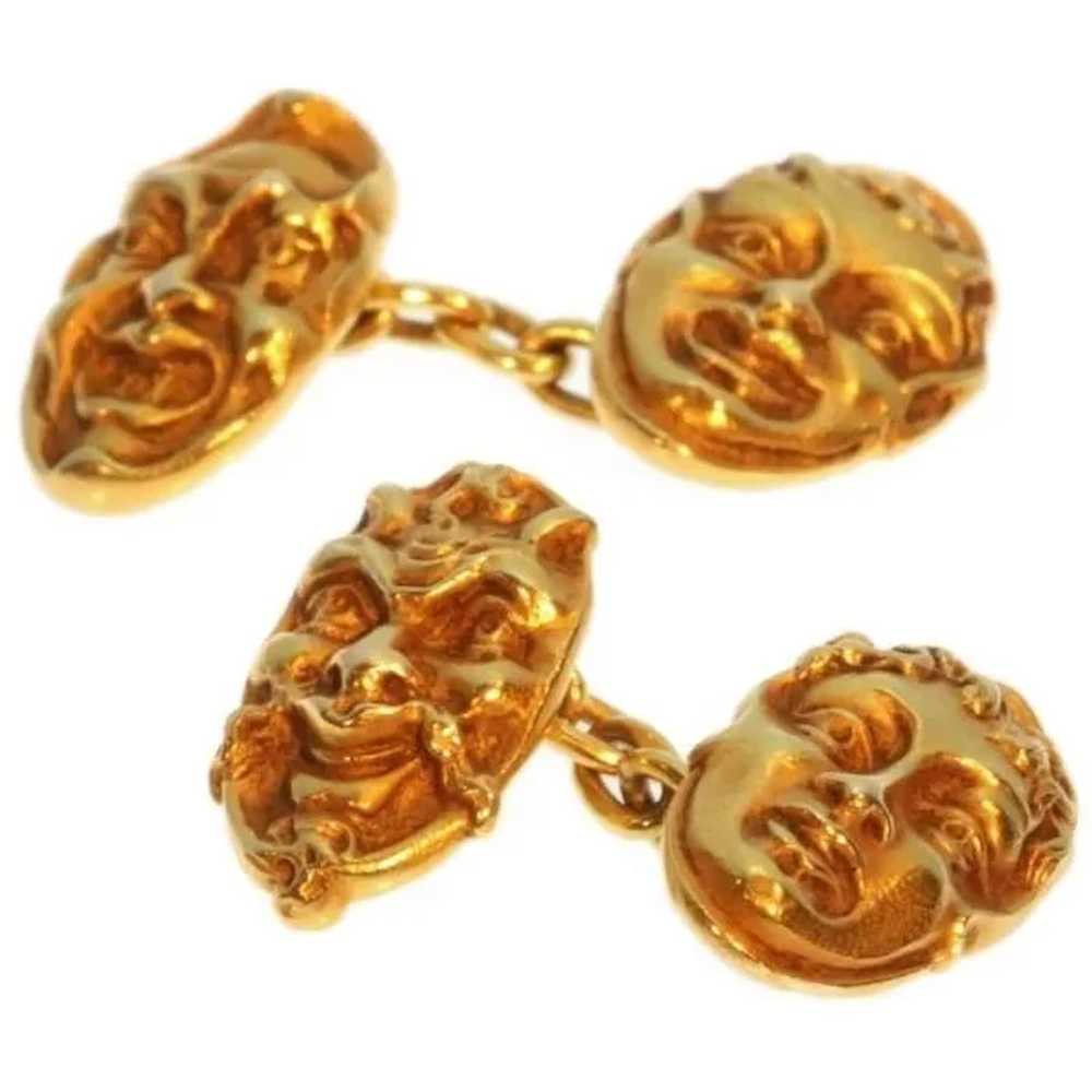 French Antique 18 Karat Yellow Gold Greek Comedy … - image 2