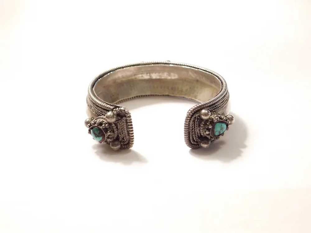 Chunky Sterling Silver Turquoise Cuff Bracelet - image 4