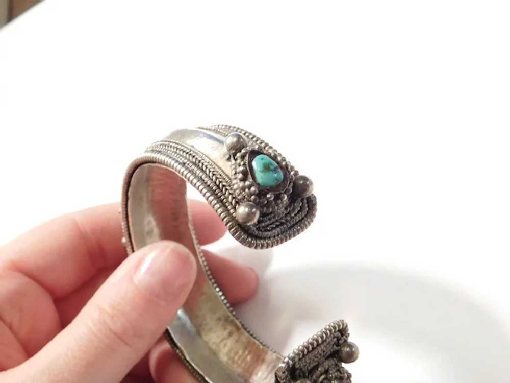 Chunky Sterling Silver Turquoise Cuff Bracelet - image 5