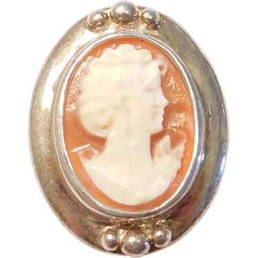 Sterling Silver Carved Shell Cameo Slide Pendant - image 1