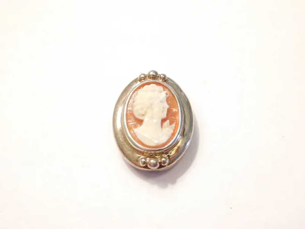 Sterling Silver Carved Shell Cameo Slide Pendant - image 2