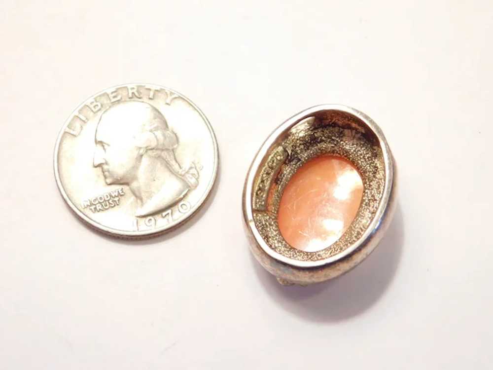 Sterling Silver Carved Shell Cameo Slide Pendant - image 3