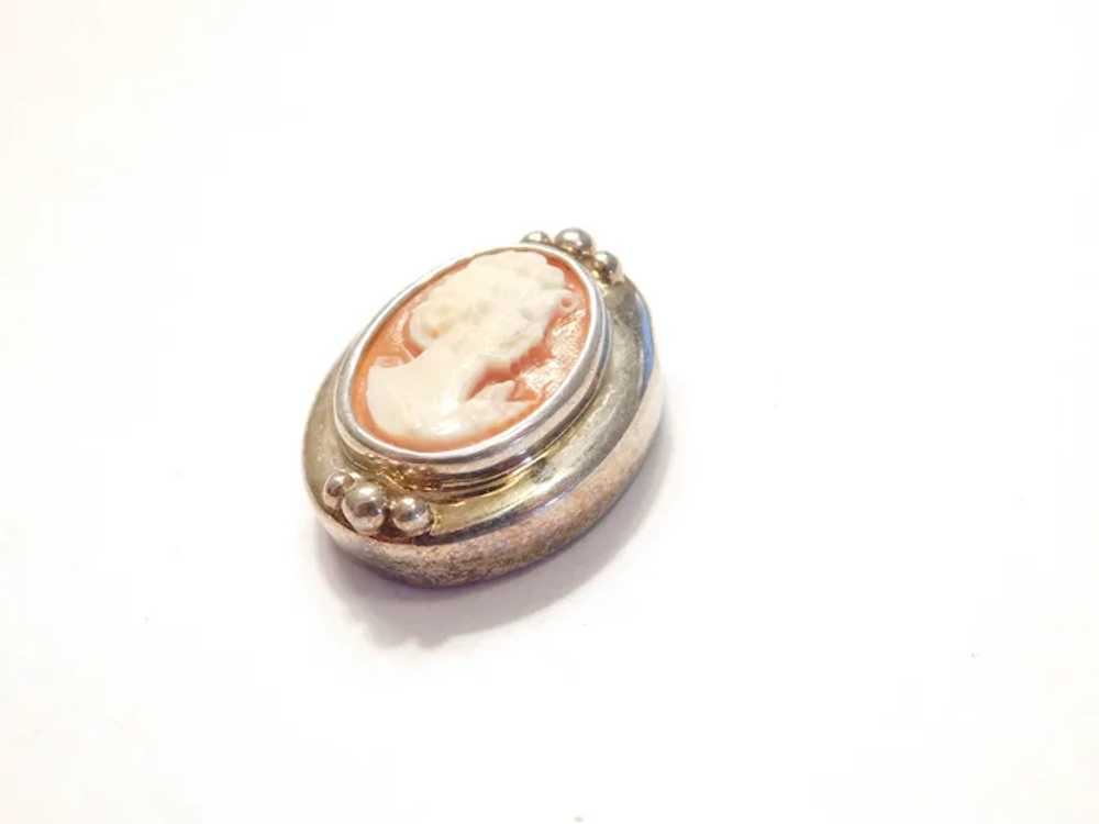 Sterling Silver Carved Shell Cameo Slide Pendant - image 4