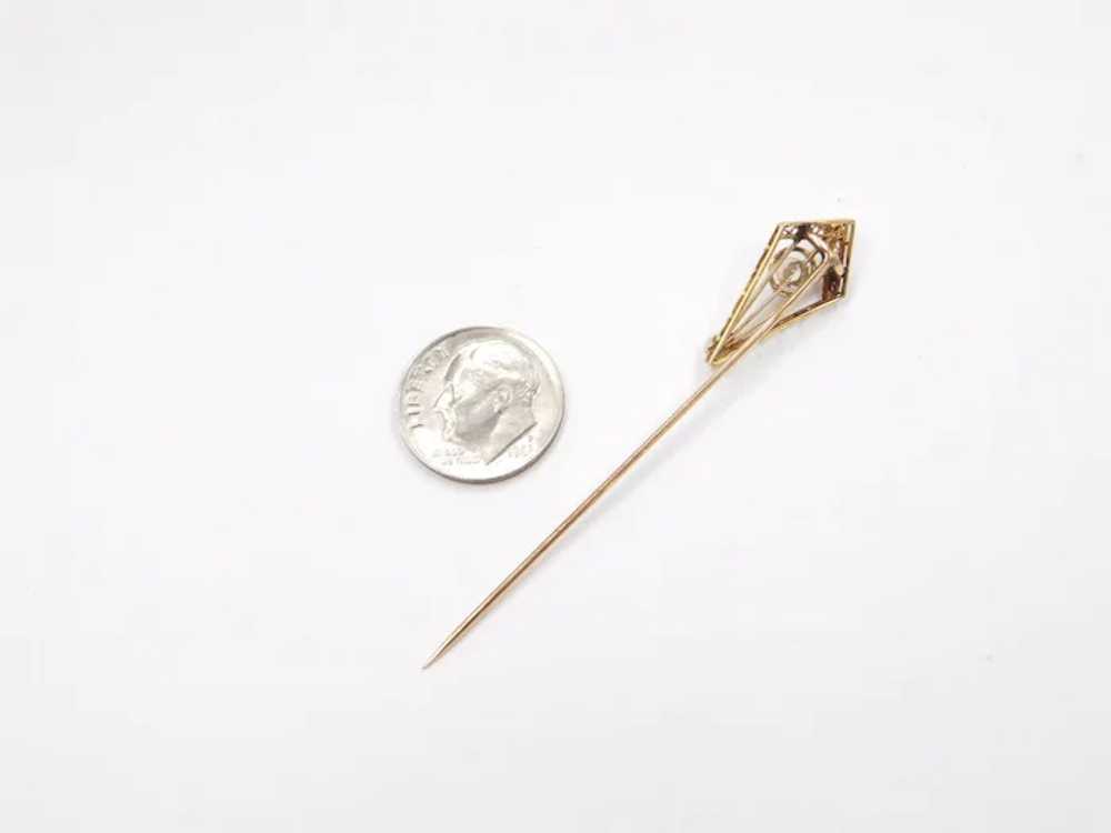 Victorian .11 ctw Diamond Stick Pin 14k Gold - image 3