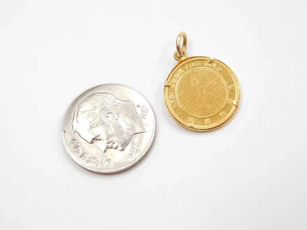Gold Panda Coin Pendant with Diamond Accent 14K Gold 1988 - Ruby Lane