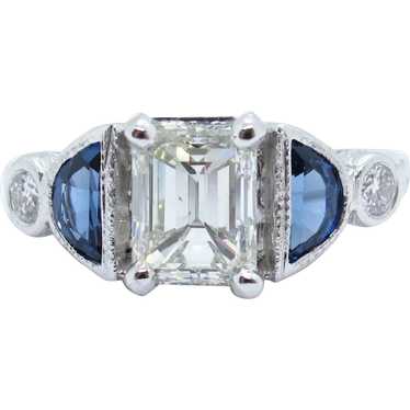 Custom 3.48 ctw GIA Certified Emerald Diamond & S… - image 1