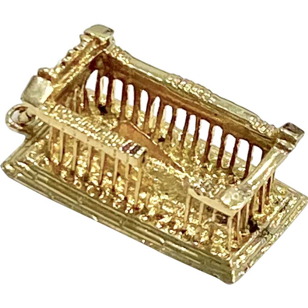 Greek Parthenon Vintage Charm 14K Gold Three-Dime… - image 1