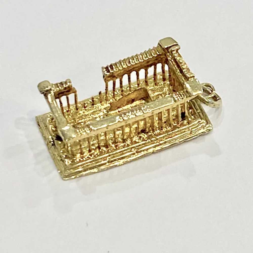 Greek Parthenon Vintage Charm 14K Gold Three-Dime… - image 2