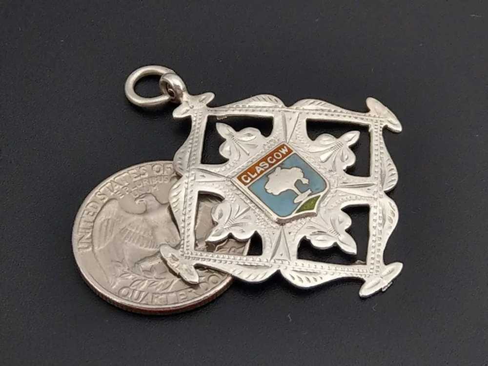 Enamel Sterling Silver Watch Fob Medal Glasgow by… - image 2