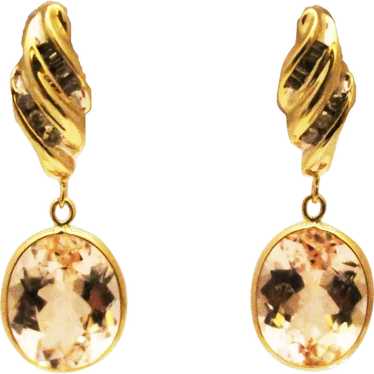 7CT Natural Pink Morganite and Diamond Earrings