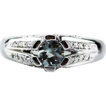 Light Blue Paraiba Tourmaline and Diamond Ring in… - image 1