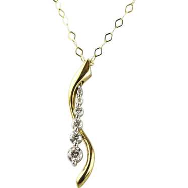 Modern Diamond Necklace 14KT Yellow and White Gold