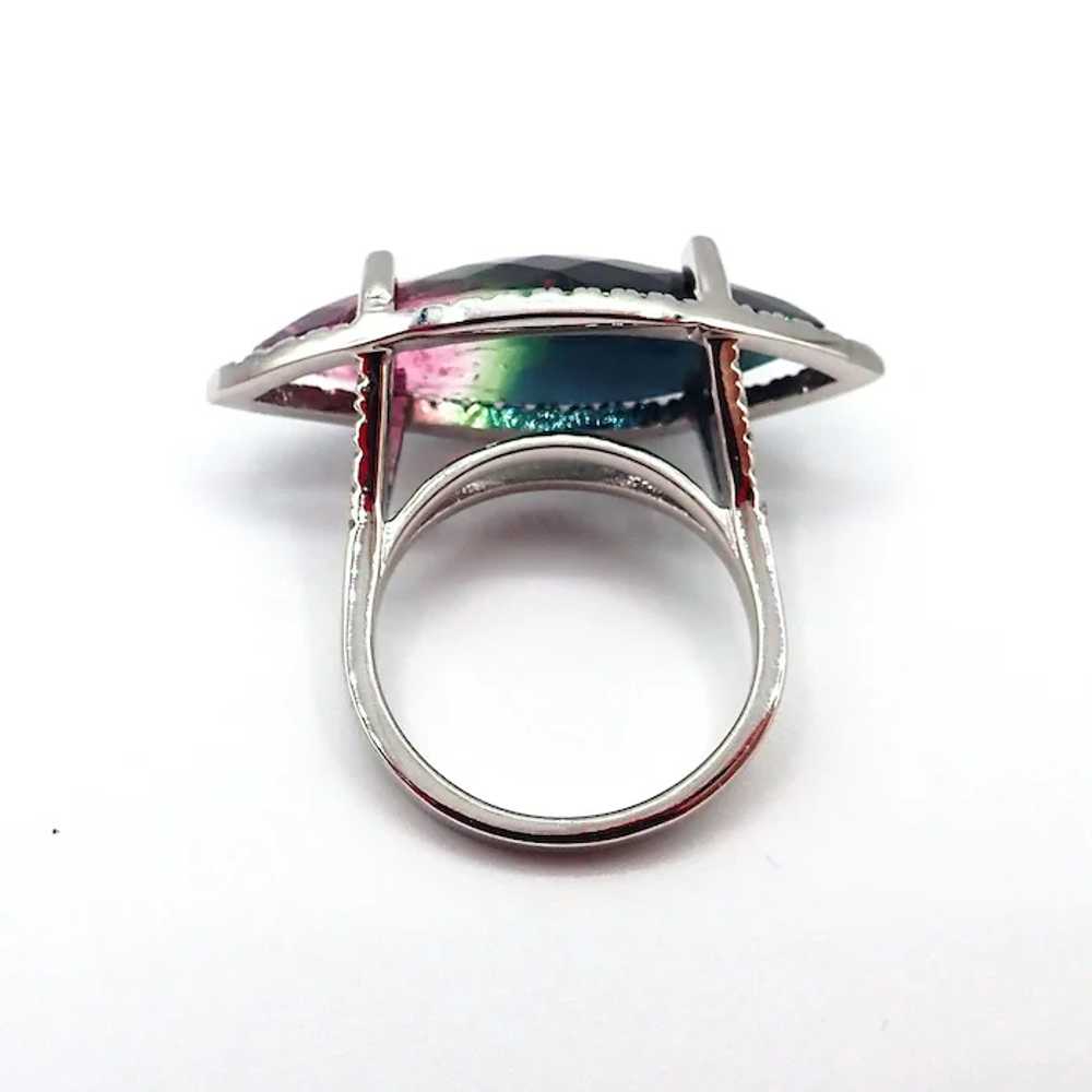 Unique Watermelon Tourmaline and Diamond Ring in … - image 5