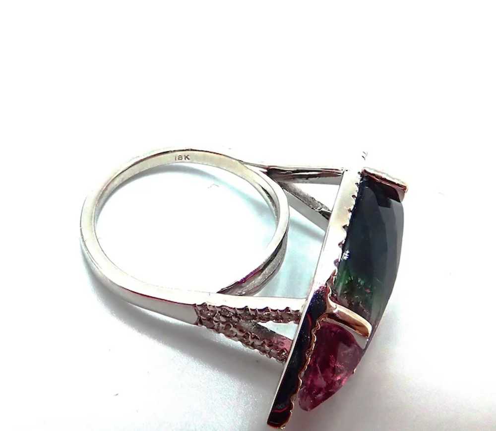 Unique Watermelon Tourmaline and Diamond Ring in … - image 6