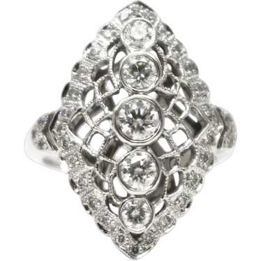 Natural Diamond Filigree Ring in Platinum and pall