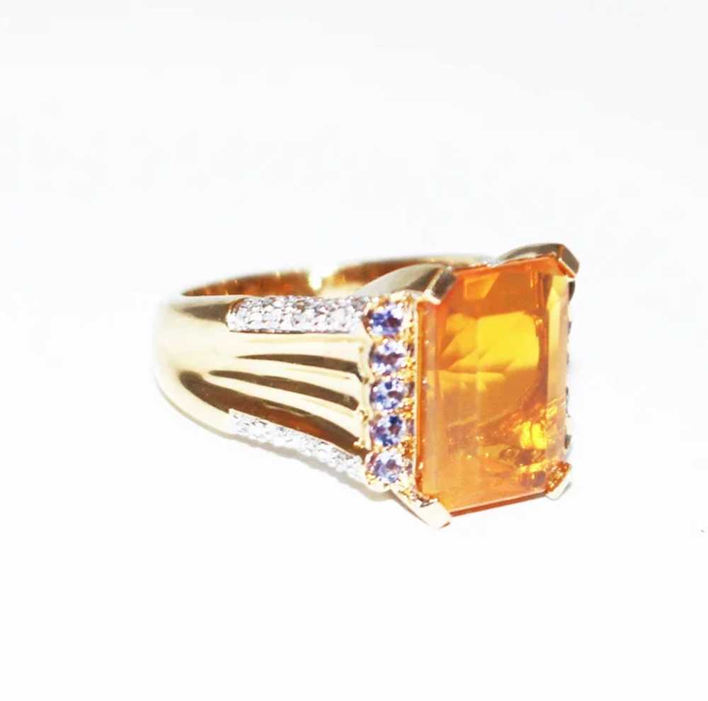 8 CT Natural Mexican Fire Opal and Diamond Ring i… - image 5