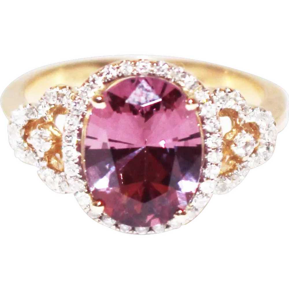 3 CT Amazing Natural Pink Spinel and Diamond Ring… - image 1