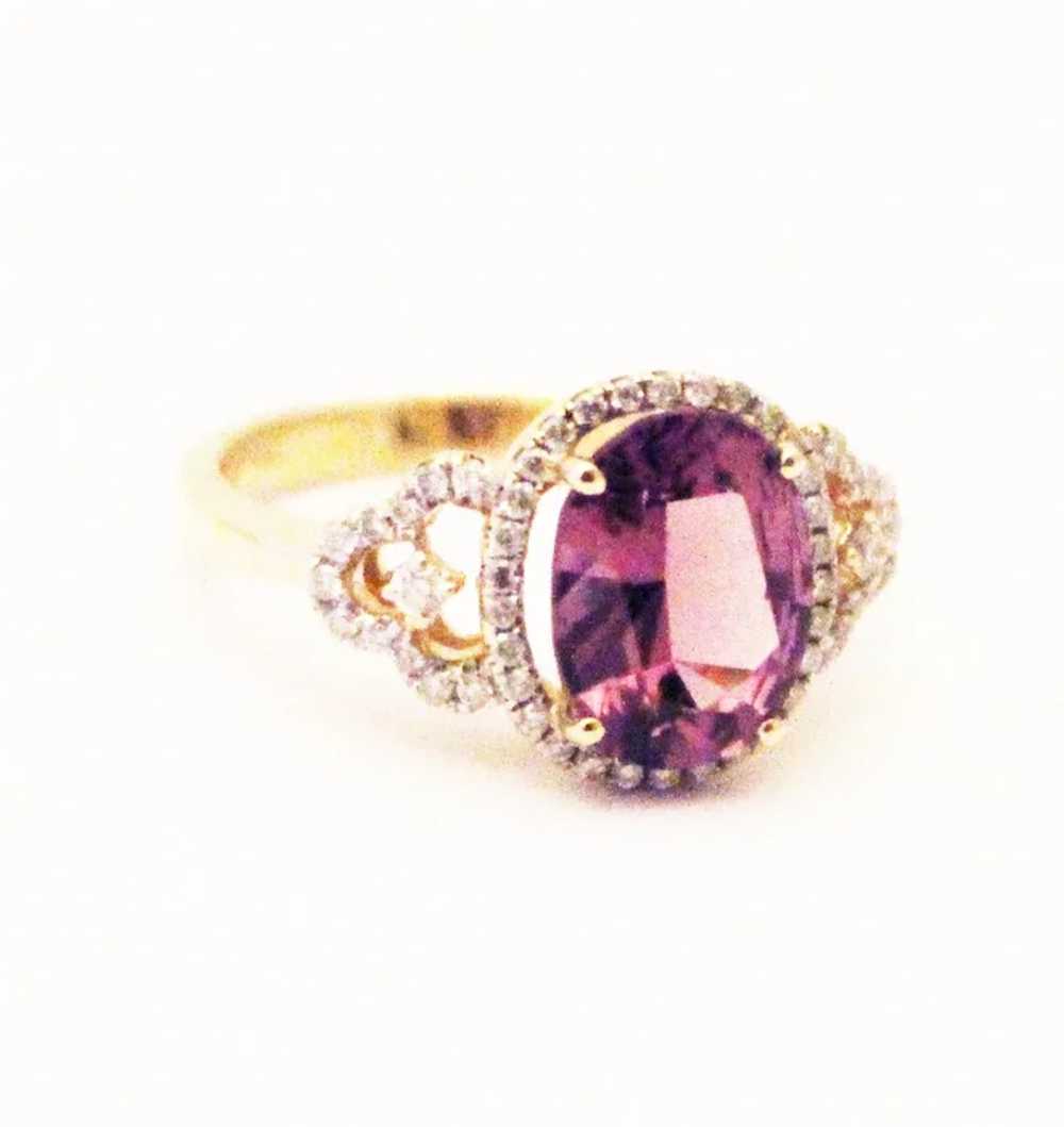 3 CT Amazing Natural Pink Spinel and Diamond Ring… - image 2