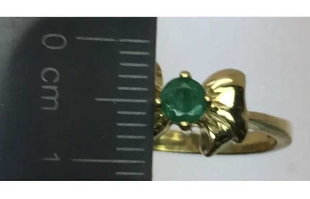 14k Emerald Bow Ring, Handcrafted, Free Resize - image 2