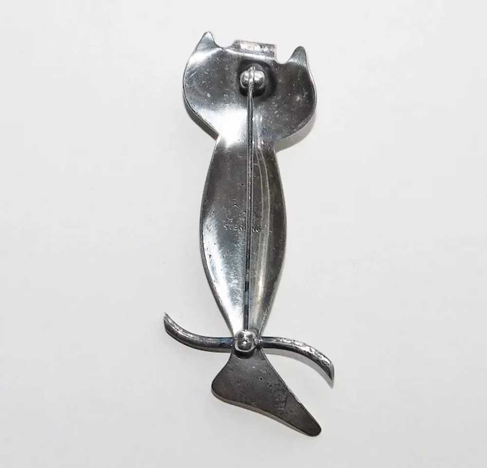 Awesome ORB STERLING Owl Modernist Brooch - Otto … - image 2