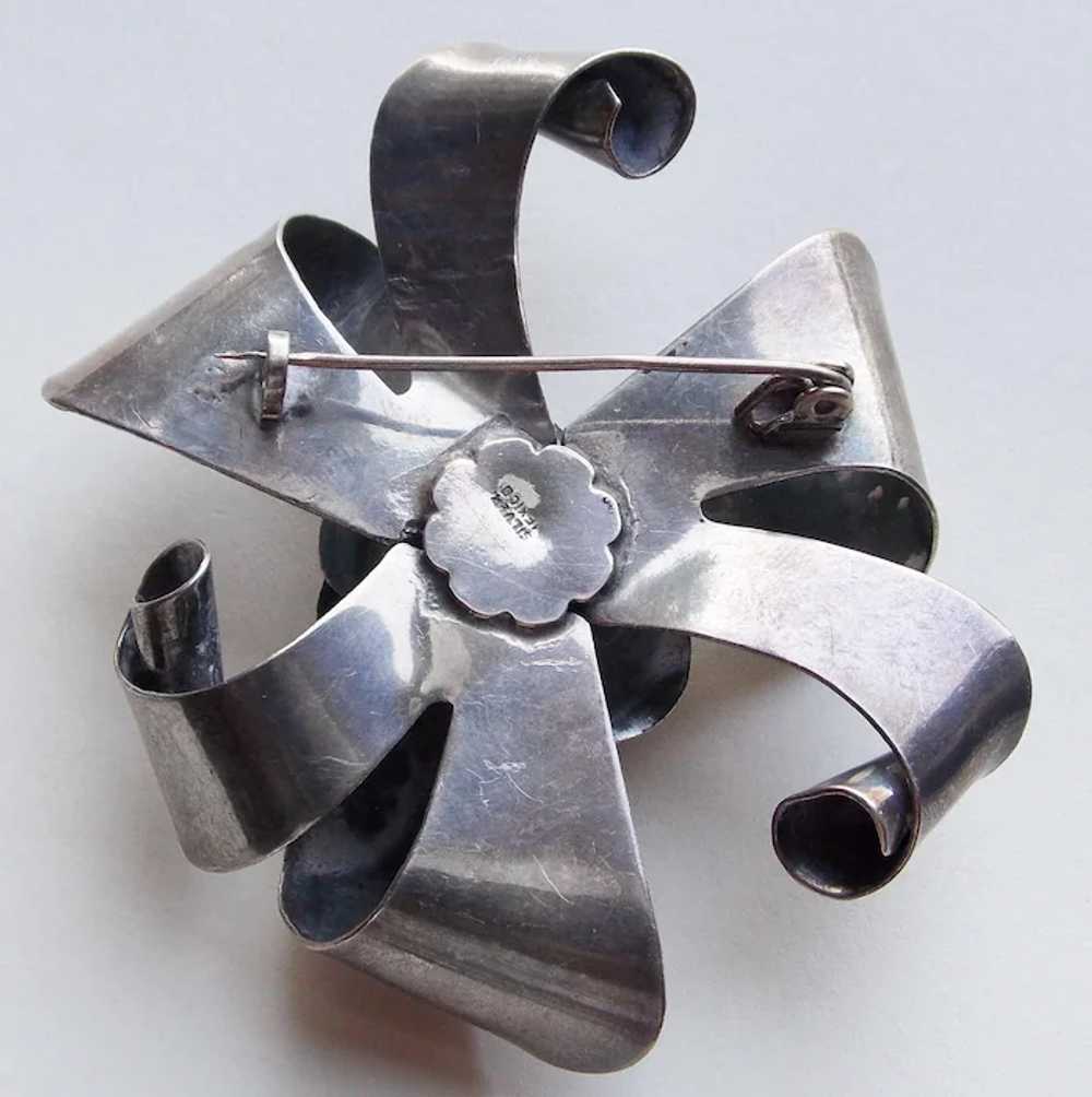 Gorgeous MEXICAN SILVER Dimensional Flower & Bow … - image 3