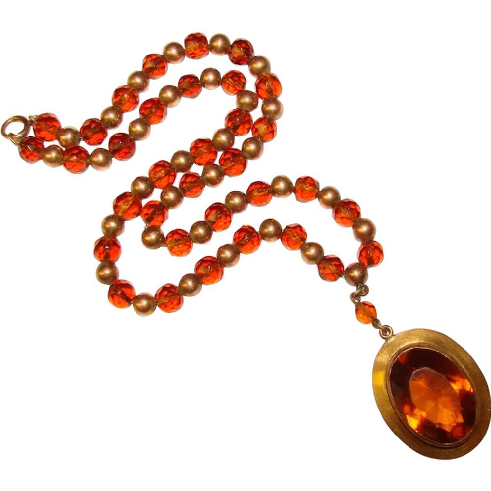 Fabulous ART DECO Amber Glass Necklace - image 1