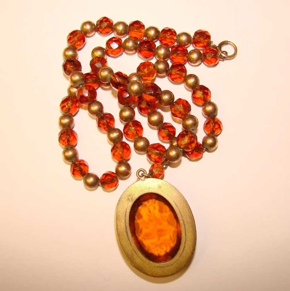 Fabulous ART DECO Amber Glass Necklace - image 2