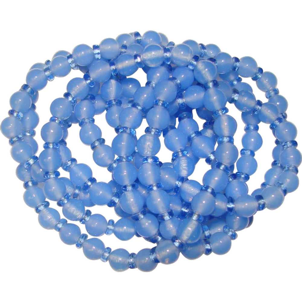 Fabulous BLUE GLASS Long Strand of Vintage Beads - image 1