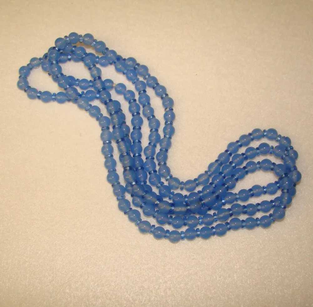 Fabulous BLUE GLASS Long Strand of Vintage Beads - image 2