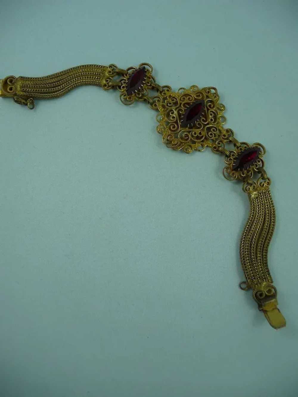 Late 40's Red Signed Hobe Bracelet - image 3