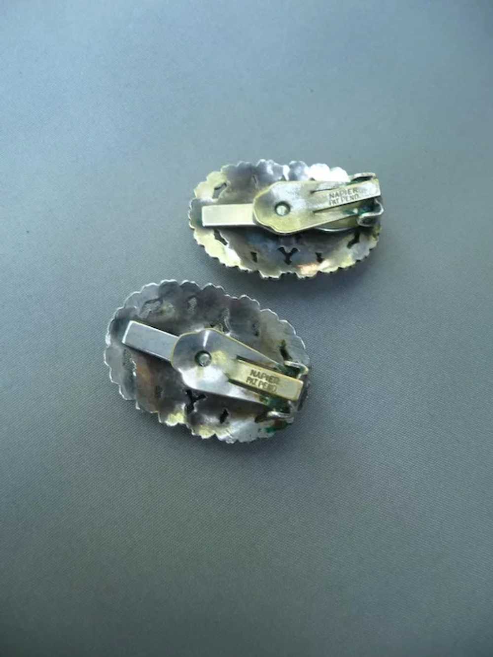 Vintage Silver Napier Clip Earrings - image 3