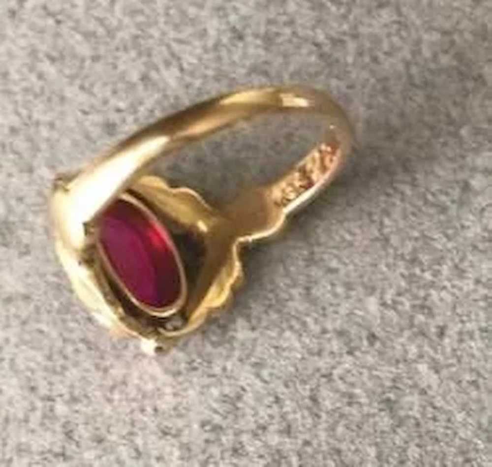 Georg Jensen 18k Gold Ring With Synthetic Ruby No… - image 3