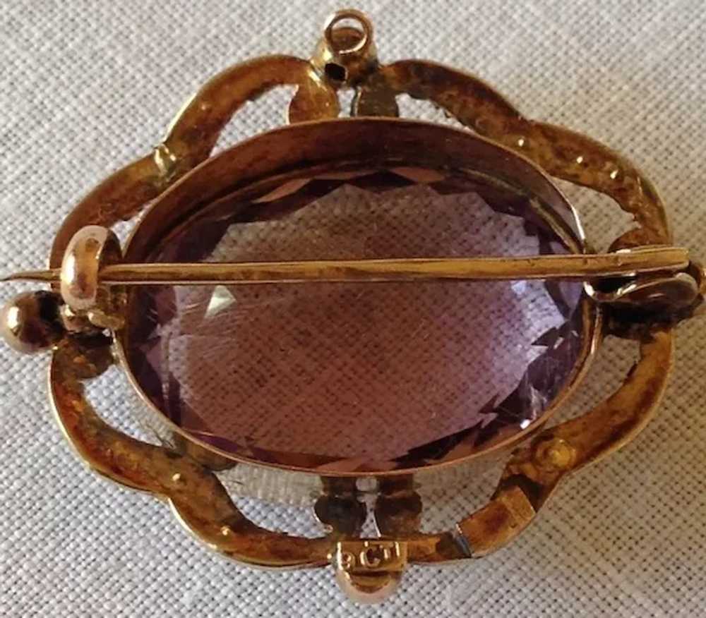 Victorian Amethyst and Seed Pearl Brooch/Pendant - image 2