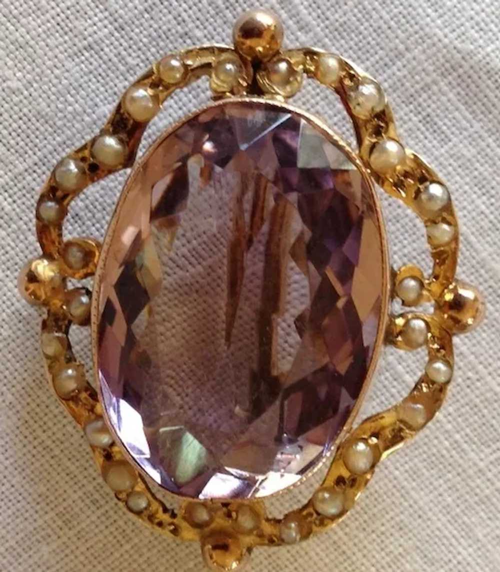 Victorian Amethyst and Seed Pearl Brooch/Pendant - image 3