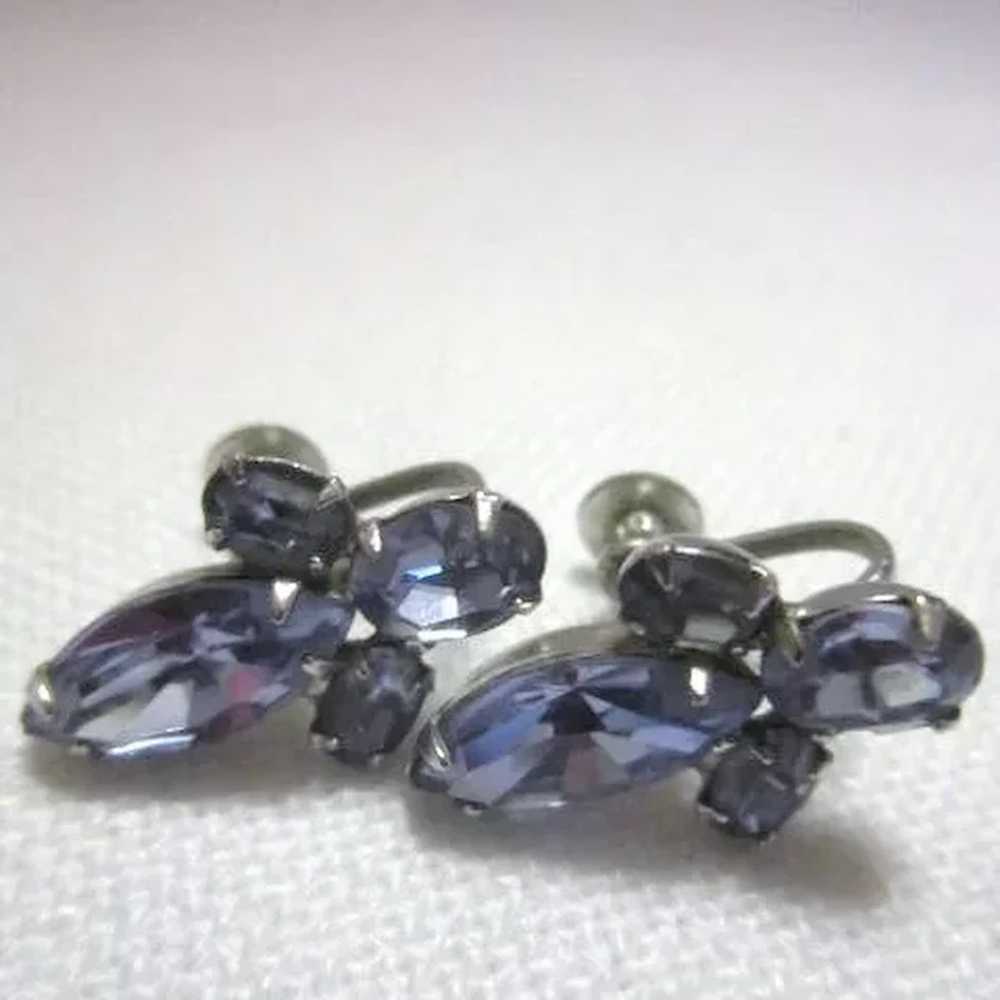 Vintage Blue Crystal screw on earrings with match… - image 5