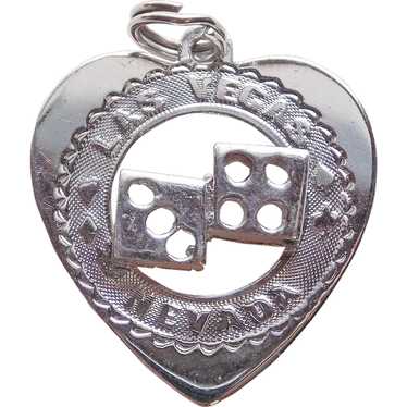 Sterling LAS VEGAS Heart & Dice Vintage Charm - So