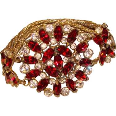 Fabulous RED & CLEAR Rhinestone Vintage Bracelet