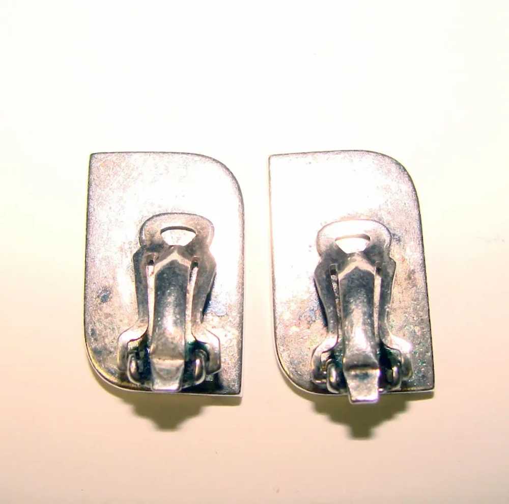 Awesome STERLING Modernist Design Vintage Clip Ea… - image 2